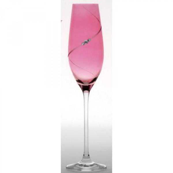 Diamante Pink Silhouette Flute pair